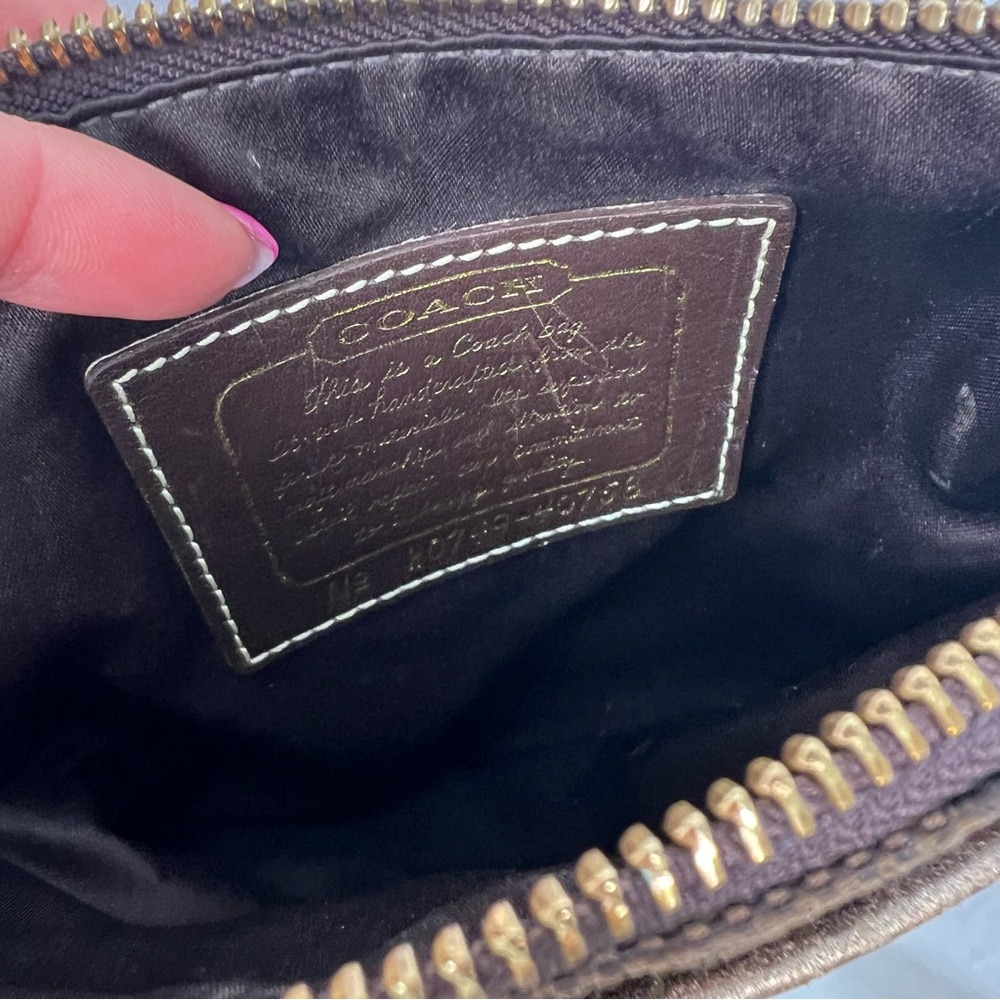 Coach chocolate brown and bronze crossbody with adjustable strap. - Picture 10 of 10